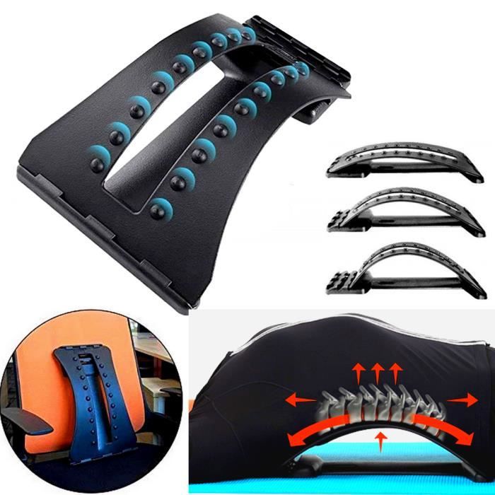 Appareil étirement dos et lombaires 3 niveaux - Support dorsal magique chaise et siège de voiture - Alignement colonne vertébrale