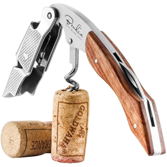 BENKIA Bois Couteaux de Sommelier - Tire Bouchon Professionnel en Acier Inoxydable, qualité hôtellerie-Restauration, avec décapsuleu