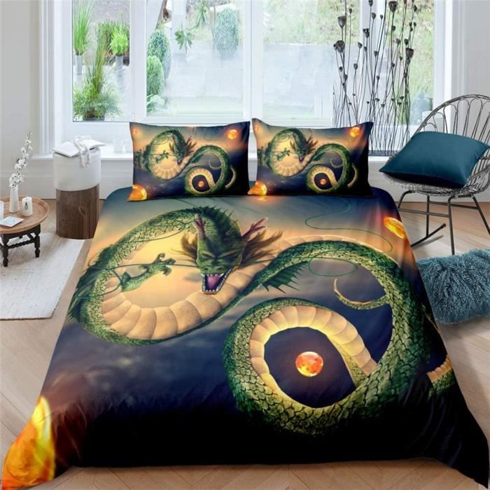 PARURE DE COUETTE Dragon Ball Parure De Lit 3 Piegraveces avec Housse De Couette Et Taie doreiller Motif Dessin Animeacute Nume94