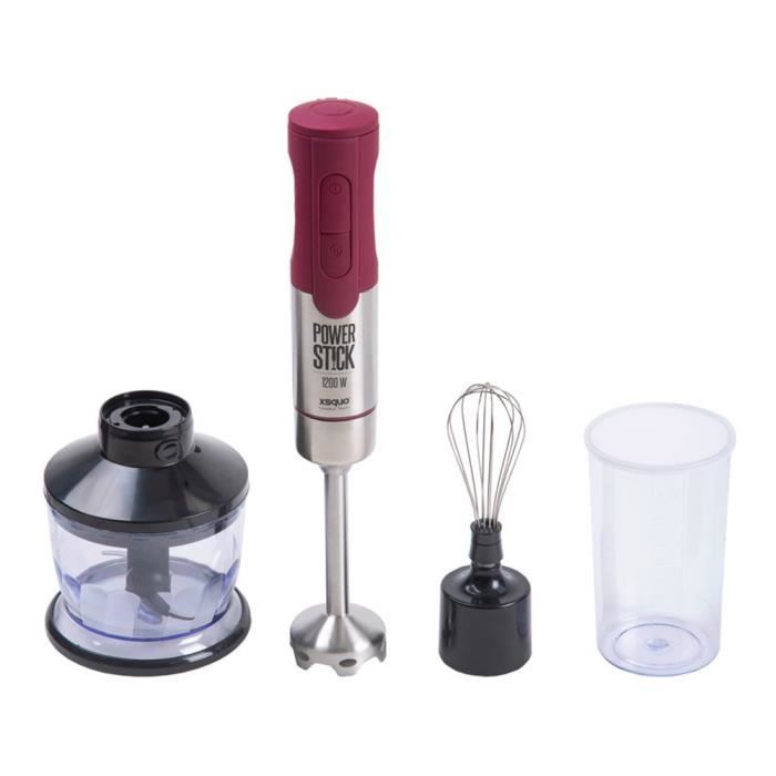 Pied mixeur à main et kit d'accessoires, 1200W, lame 3D, revêtement en titane