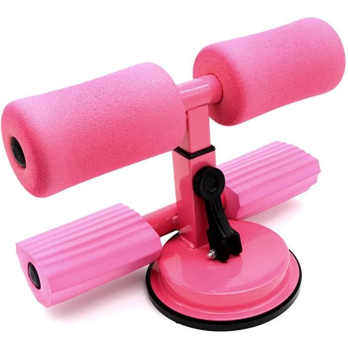 Barre de Sit-Up Aide à l'assise à double tige, sit-up appareil abdominaux à pied fixe Rose