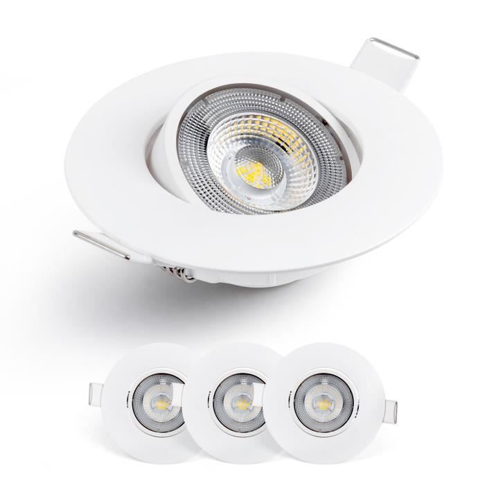 Emos Exclusive Spot LED Encastrable - Lampe Plafond Orientable 50° pour ampoules LED 3 Spots LEDs Ronds 5 W/450 Lumens [4000K]