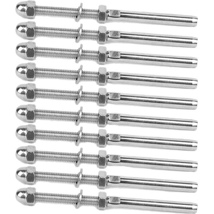 50 Pièces Tendeur de Câble de Garde-Corps de Main Courante en Acier Inoxydable, Embout de Goujon de Fileté pour Fil de Câble de 1-8