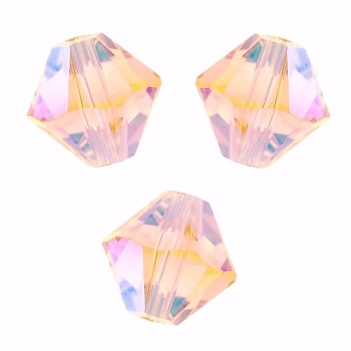 50 Perles Toupies Swarovski® 4mm ROSE WATER OPAL AB2X XILION