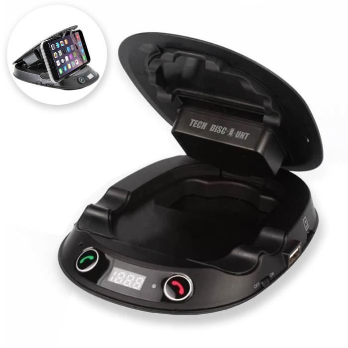 TD® Kit Mains Libres Bluetooth pour Voiture + Transmetteur FM / MP3 + Support Téléphone écouter musique voiture support appel