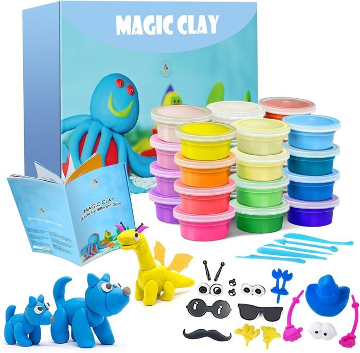 Pâte à Modeler Autodurcissante 24 Couleurs - Argile Magique Pour Enfants 3-12 Ans - Cadeau Créatif