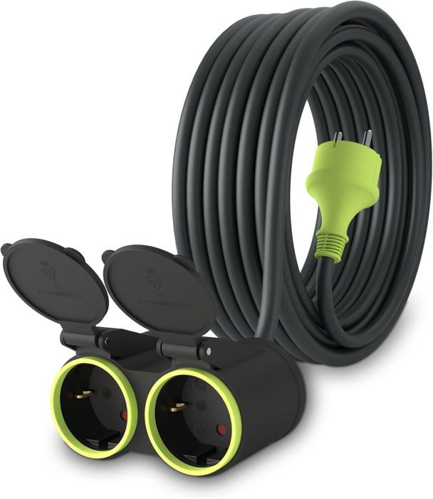 Prolongateur Électrique 10m Noir/Bleu - 1 Prise 16A 3500W HO5VVF