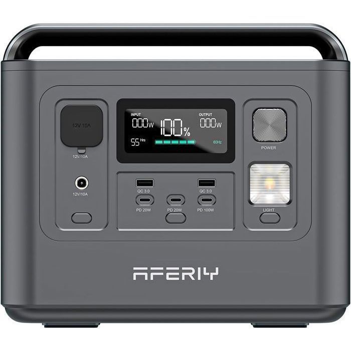 Générateur électrique portable - AFERIY - 800W 512Wh - Batterie LiFePO4 - Charge rapide 1H - 8 sorties
