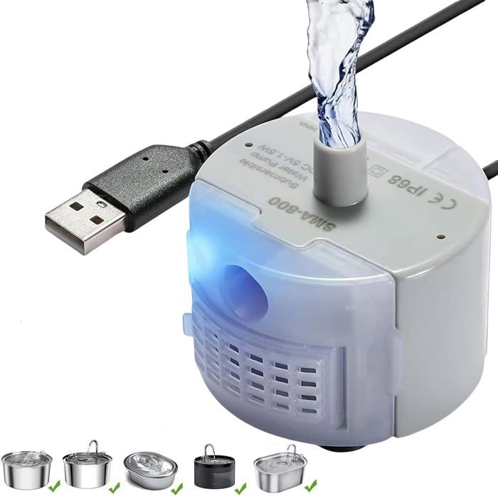 Comparer les prix de Pompe de Fontaine à Chat Chien Fontaine à Boire en Acier Inoxydable pour Chats Pompe de Remplacement silencieuse Pompe à Eau Chiens