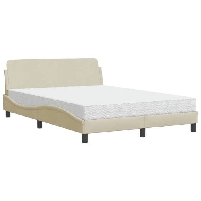 Lit Adulte Double Lit Complet/Lit avec matelas crème 140x190 cm tissu - 2 places SP23908BED22513800
