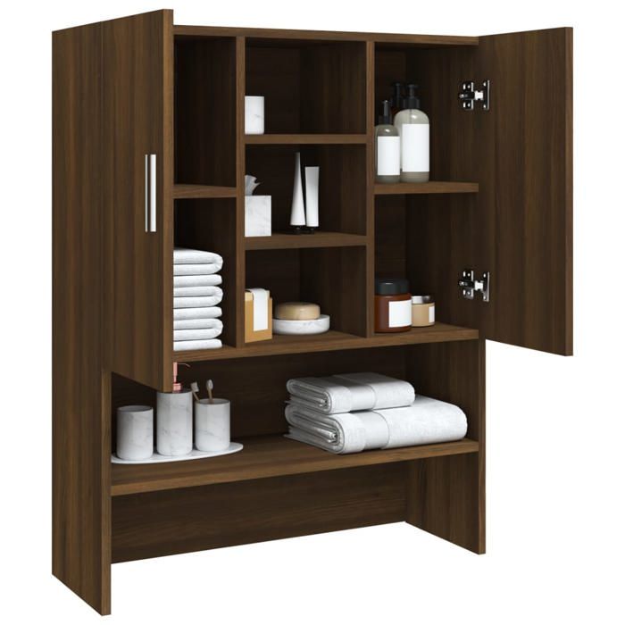 (ON SALE)Meuble haut de salle de bainMeuble WC pour machine à laver Chêne marron 705x255x90 cm 33786