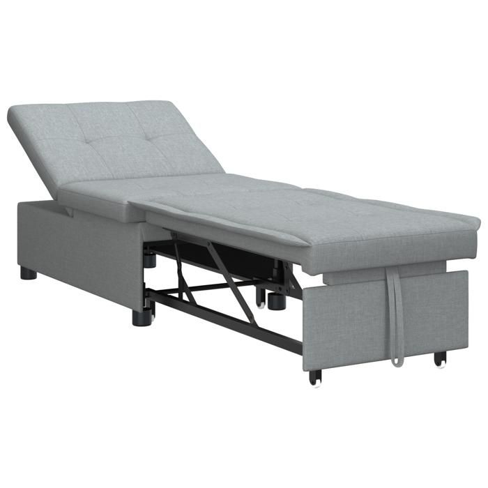 473202& Canapé Lit 3-en-1Lit banquetteconvertible - Style Escamotable en Tissu Gris Clair