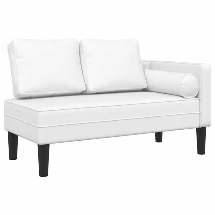 CHEZ JILI* Chaise longue - RUIGOU - Fauteuil long de repos avec coussins blanc similicuir Août410010