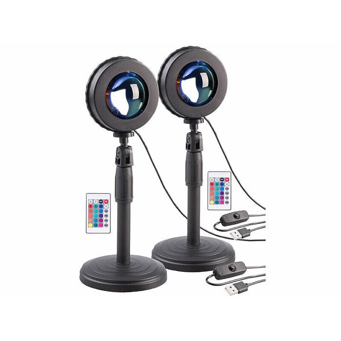 2 lampes coucher de soleil LED RVB télécommandées 2 lampes coucher de soleil LED RVB télécommandées