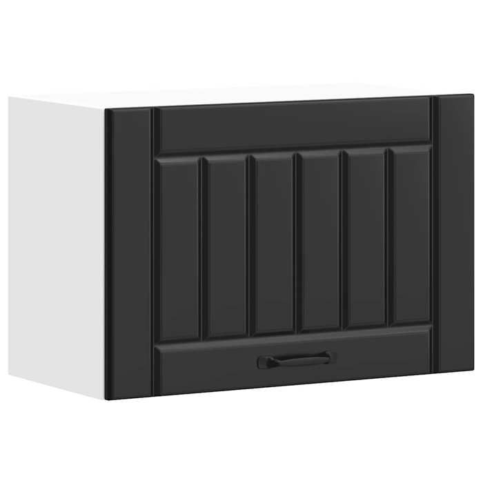 NEUF Vitrine suspendu - Meuble haut cuisine Armoire murale de cuisine Lucca noir bois dingénierie promo173462