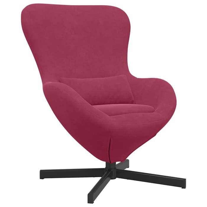 CHIC Fauteuil œuf Rouge bordeaux 63 x 73 x 90 cm Velours - 63x73x90 cm 848108 S11