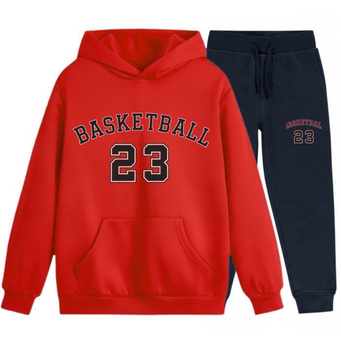 Jogging Enfant - NPZ - Ensemble Sport 3-14 Ans - Rouge - Sweat à Capuche - Poche Kangourou