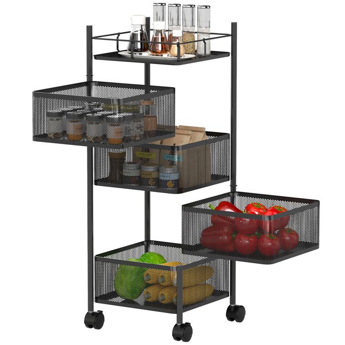 GOPLUS Chariot à roulettes de Cuisine à 4 Niveaux, 47 x 20 x 80 C GOPLUS Chariot à roulettes de Cuisine à 4 Niveaux, 47 x 20 x 80 C