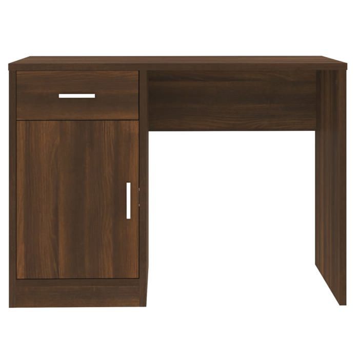 Bureau BURKE Brun Table à écrire - 1 PERSONNE - avec tiroir - et armoire - Chêne marron 100x40x73 cm - BB327