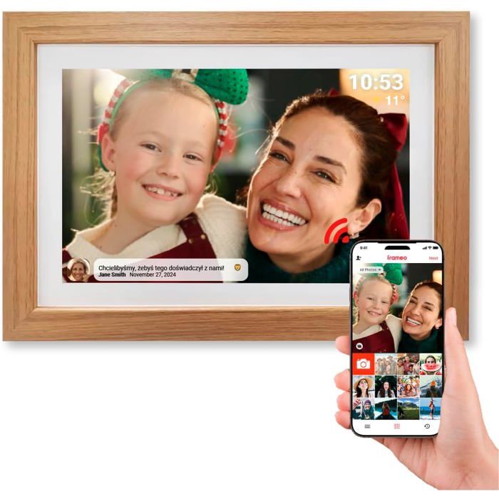 Cadre Photo Numérique 13 Pouces Wi-Fi HD IPS Tactile Avec Télécommande - Noir