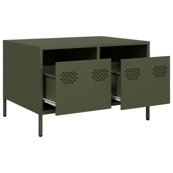 NEUF Armoire TV - Vert - Meuble TV - TABLE TV - vert olive 68x50x43 5 cm - acier laminé à froid TT4941