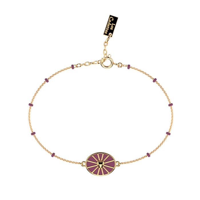 Les Georgettes Bracelet Les Cadettes Totem - laiton doré laqué rose magenta soleil & lune 15 5–19 5 cm Les Georgettes Bracelet Les Cadettes Totem - laiton doré laqué rose magenta soleil & lune 15 5–19 5 cm