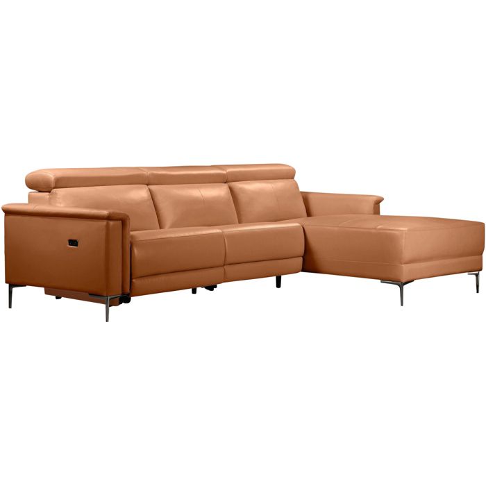 Lund-canapé 3 Places Avec 1 Fauteuil Électrique En Pu Cognac