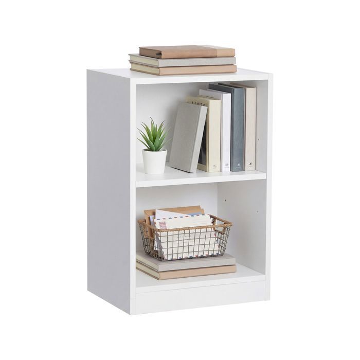 Table de chevet Polyvalente avec Étagère Réglable Compartiments Ouverts pour Salon ou Chambre Blanc