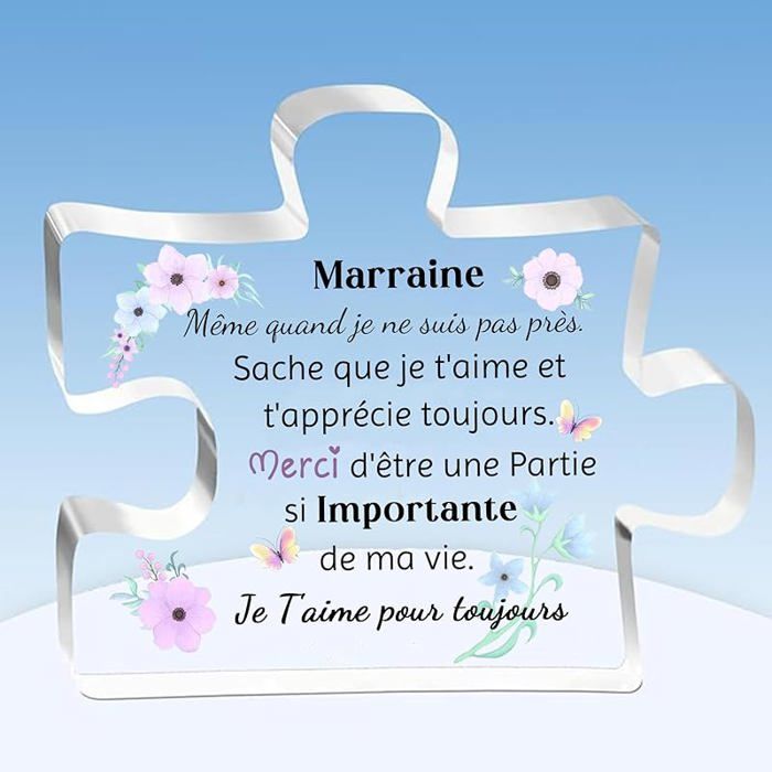 Puzzle Plaques Marraine Fête des Mères Cadeaux Apprécier Anniversaire Marraine Acrylique Signe Décorations Maison Noël Marraine