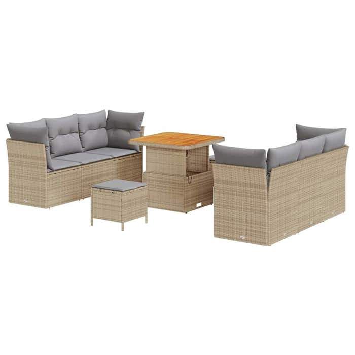 MOTHINESSTO-4205-Ensemble de canapé de jardin 9 pcs Beige et Gris clair