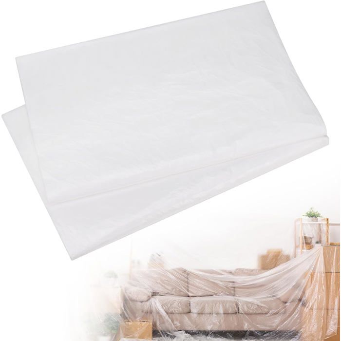 Bâche de Protection Transparente Imperméable - 2 Paquets de 4x5m Pour Peinture Ameublement et Antipoussière