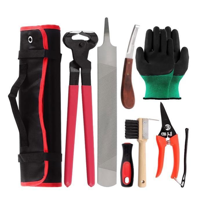Kit de valeur de 8 pièces doutils de maréchalerie professionnels avec pack roulé cisailles de cisaillement de sabot cheval coupe