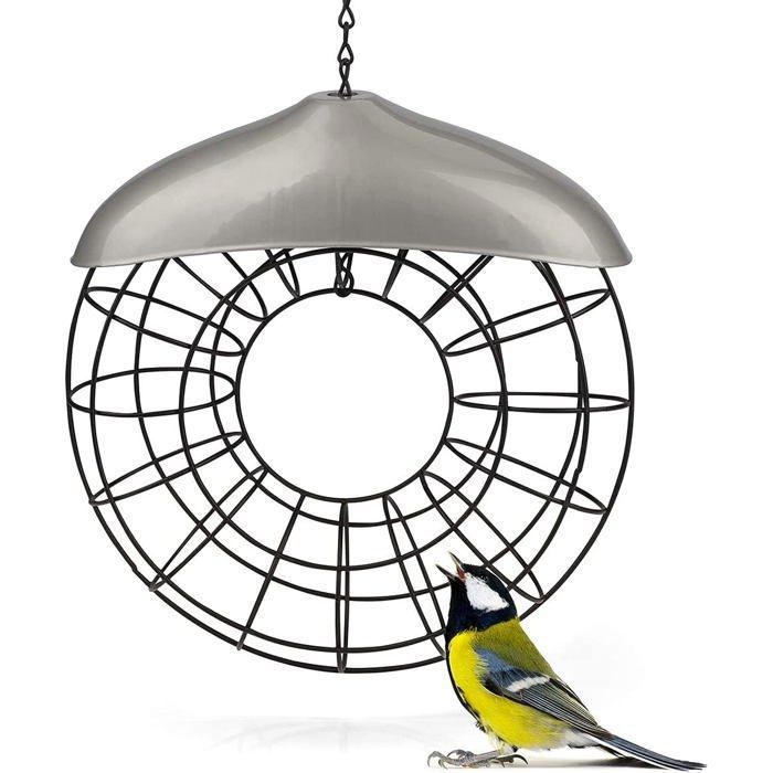 Mangeoire à boules de graisse argentée-Support à boules de graisse en métal pour oiseaux à suspendre avec maille acier .