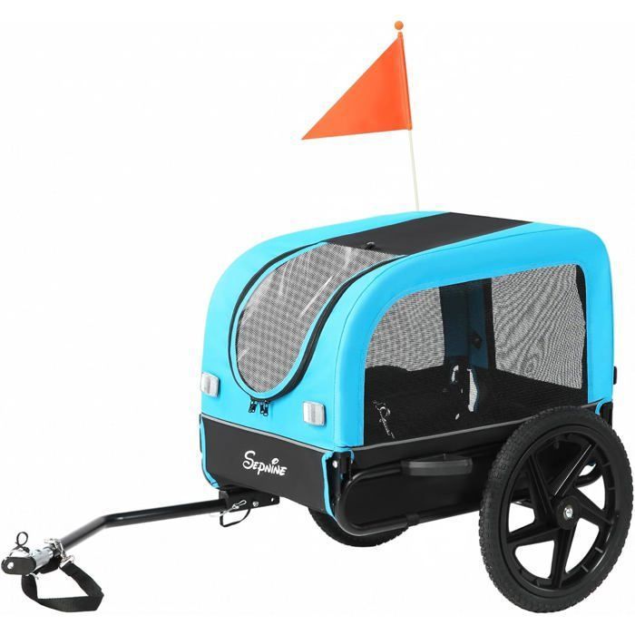 FIXIMASTER Remorque de Vélo pour Chiens (Taille S/M) Pliable avec Roues à Dégagement Rapide 23kg - Bleu