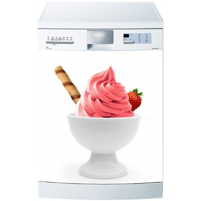 Sticker pour Lave Vaisselle glace italienne fraise - Dimensions 60x60cm