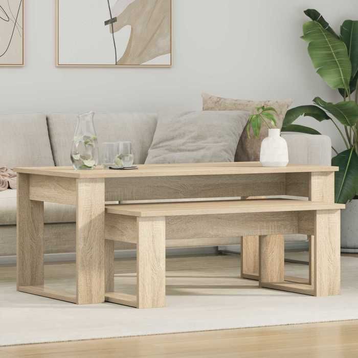 vidaXL Ensemble de tables basses 2 pc Chêne Sonoma 100 x 50 x 42 cm 8000134