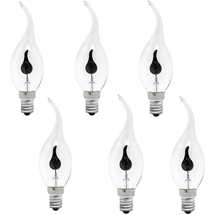 6 Pièces 3W 220V E14 C35 Bougie Ampoule LED Pointe Flamme Nature Feu Lumière Vacillante Bar Vintage