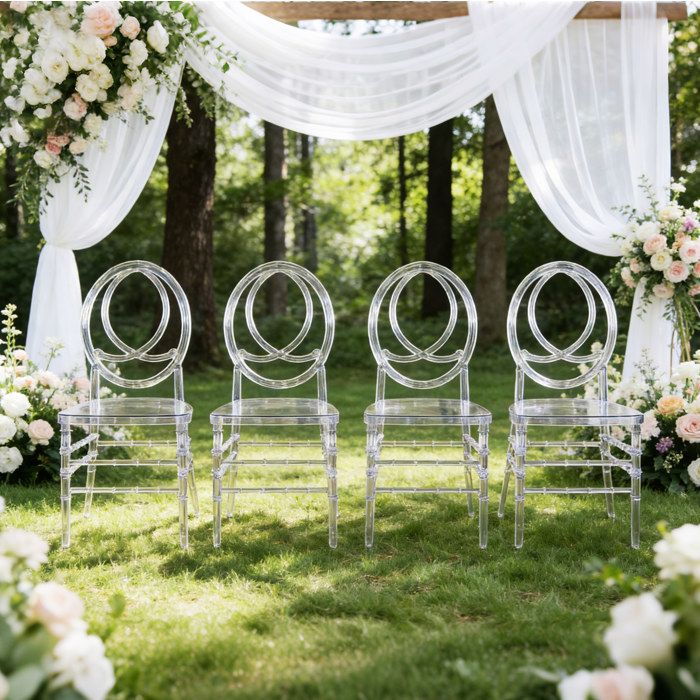 WUVRIE Lot de 4 chaises transparentes de salle a manger assise en PP dossier ovale 40 x 41 x 93 cm