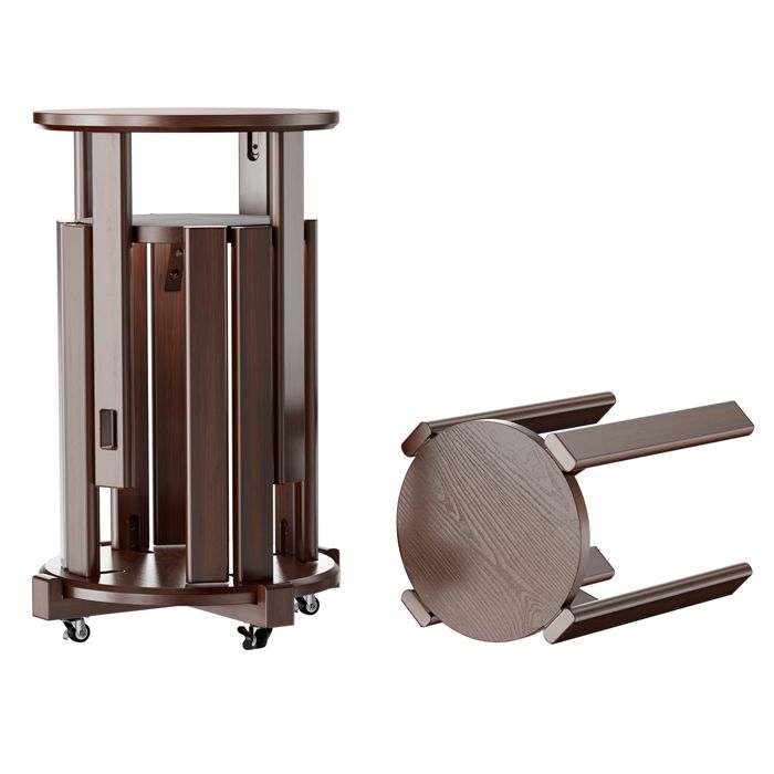 WILITTO 4 Pcs Tabourets empilables - Bois massif de qualité supérieure - roulettes pivotantes - 35x35x46cm - Marron