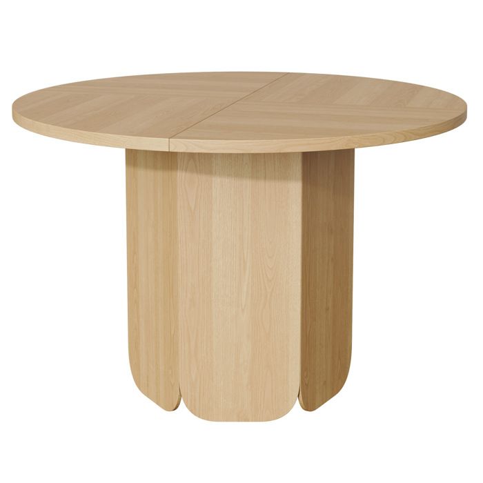 Table à manger ronde - 120 cm - 4 à 6 personnes - style scandinave - finition chêne