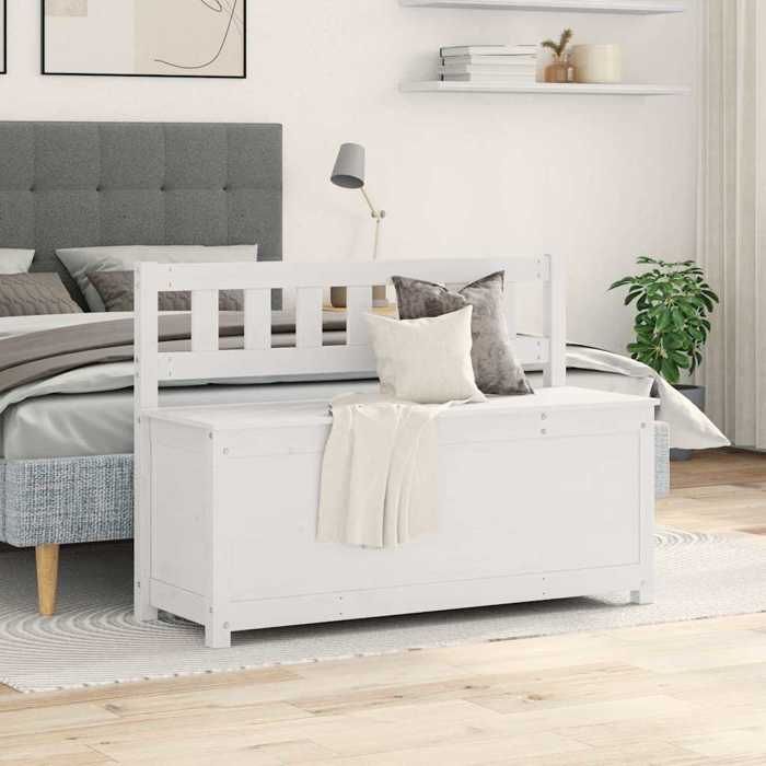 Meuble de couloir - Banc Blanc 110x41x76 5 cm - Bois de pin massif - design élégant - pour maison(51744）