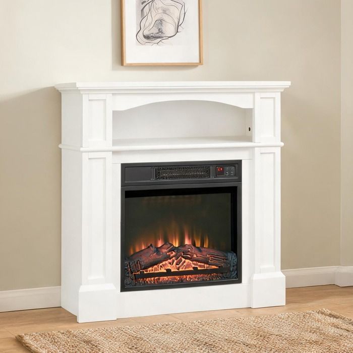 3 x 80 and manteau blanc Fireplaces and Accessories with chauffe 30 m² 1800 W - Blanc Métal 80.5 x 32.3 x 80.5 cm Ref GTZ1EE