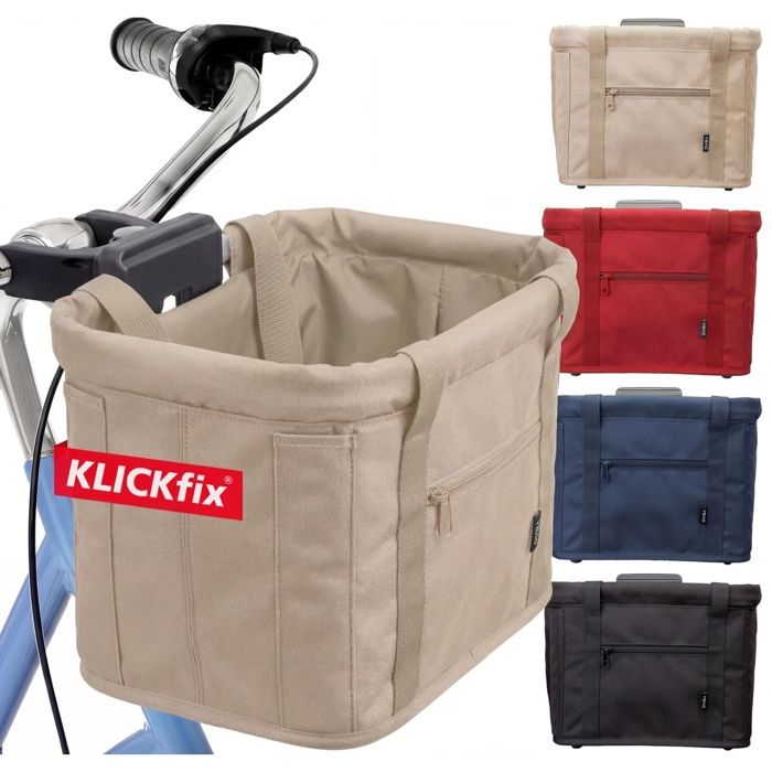 KLICKfix Panier de vélo avant [compatible vélo électrique] pour femme - Sacoche de vélo pour guidon beige beige SAC DE SPORT