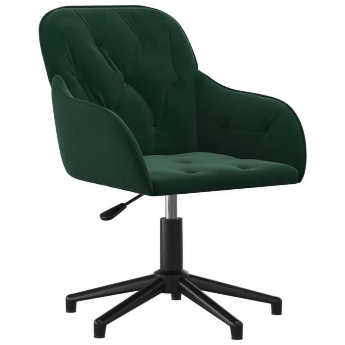 Chaise de bureau pivotante - AKOZON - Vert foncé - Velours - Réglable en hauteur - 360°