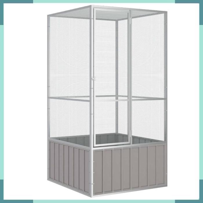 Meilleurs prix pour ASHATA Cage à oiseaux Gris 111x107x2115 cm Acier galvanisé -FHE171551