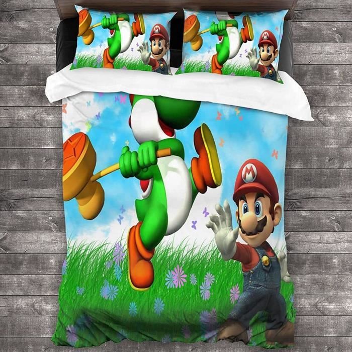 Yoshi Yoshi Parure de lit en microfibre avec 2 taies d'oreiller, jeu