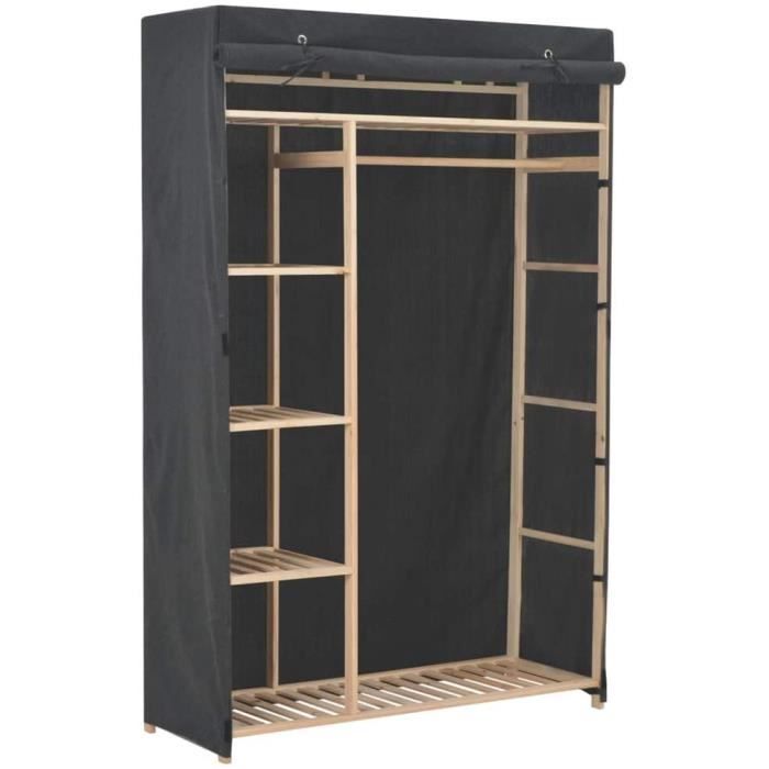 Armoire de Rangement GardeRobe à 5 Niveaux en Tissu et Cadre en Sapin
