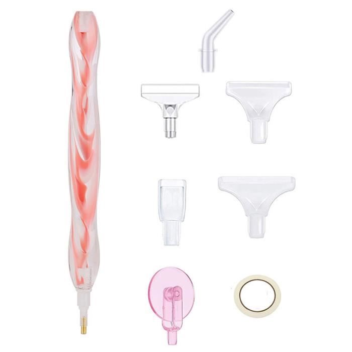 Kit Outils Peinture Diamant 5D Avec Stylo Lumineux USB – 5 Têtes De Rechange – Pour Nail Art, DIY, Loisirs Créatifs
