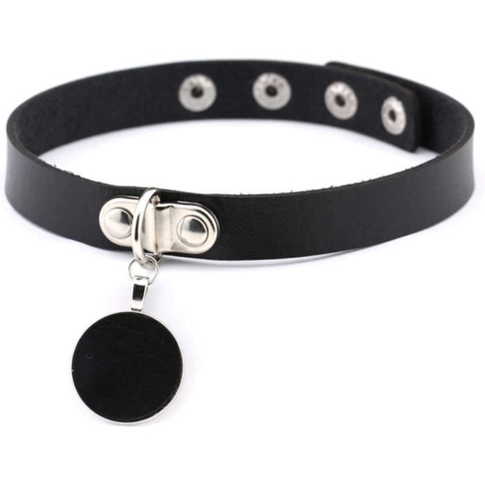 MILAKOO Collana Girocollo In Pelle PU Con Cuore E Rivetti Punk – Regolabile, Nero, Accessorio Moda
