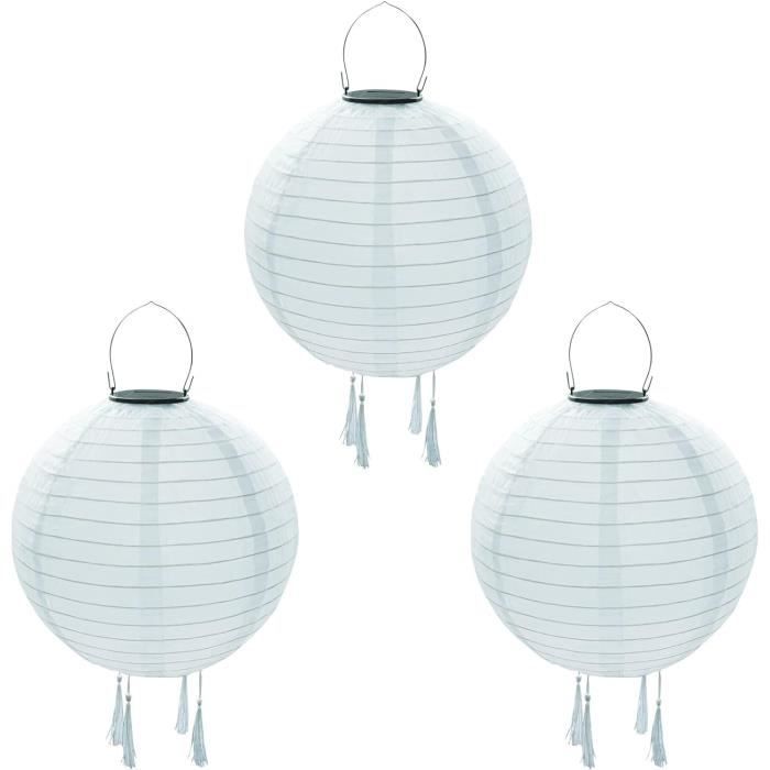 Lot de 3 Lampions Solaires Lucena aux Teintes Printanières